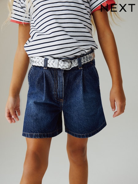 Dark Wash Relaxed Denim Pleated Shorts (3-16yrs) (W56838) | £12 - £17