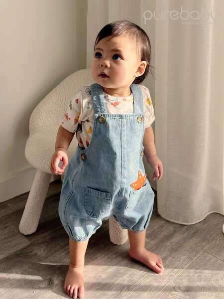 Purebaby Blue Dungaree And T-Shirt Set (W57036) | £38