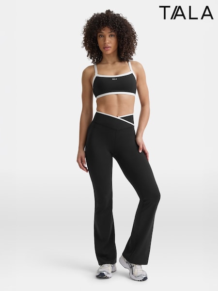 TALA Black Contrast Trim Wrap Flare Leggings (W57048) | £64