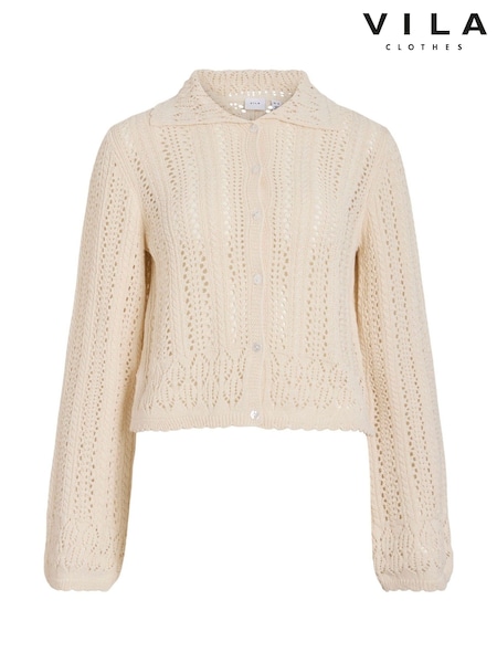 VILA White Long Sleeve Knitted Cardigan (W57205) | £38