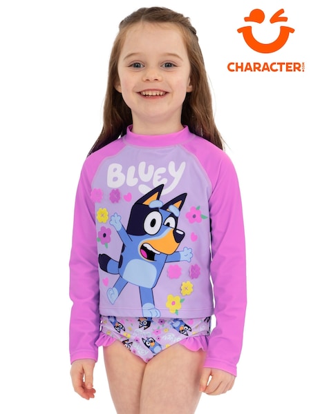 Character Pink Long Sleeve Swimsuit With Frills (W57218) | £20