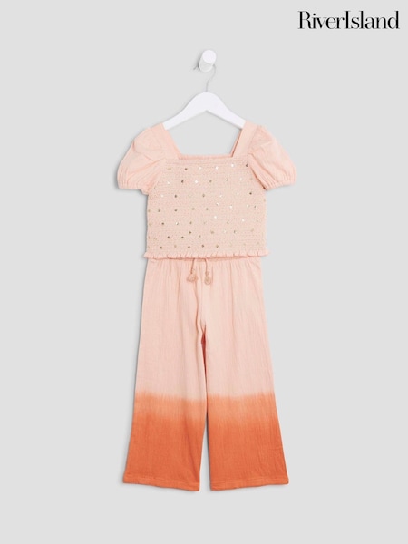 River Island Orange Girls Ombre Sequin Top Set (W57219) | £24