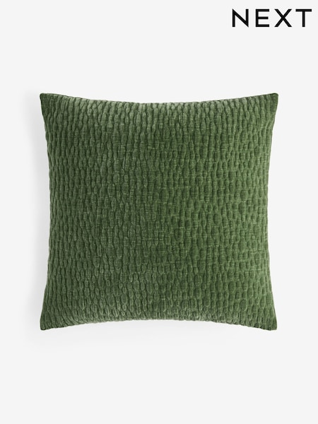 Green 43 x 43cm Chenille Pebble Cushion (W57232) | £12