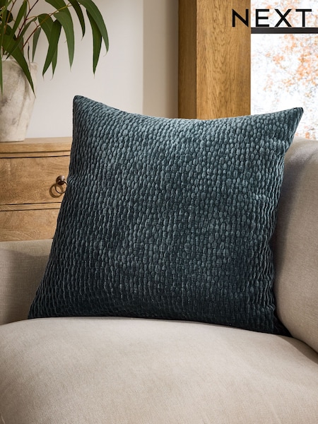 Blue 59 x 59cm Chenille Pebble Cushion (W57241) | £20