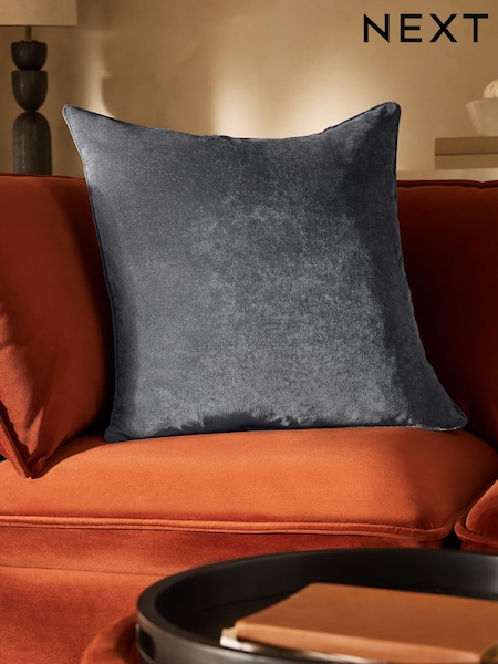 Charcoal Grey Soft Velour Cushion (W57245) | £18