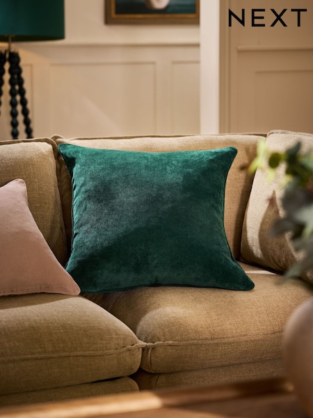 Dark Green 59 x 59cm Soft Velour Cushion (W57246) | £18