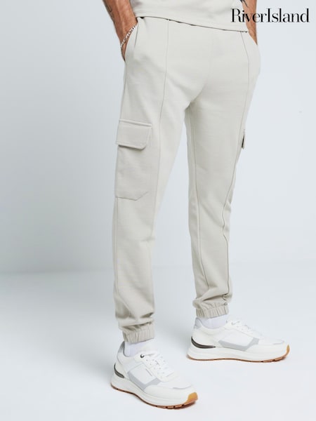 River Island Grey Slim Fit Smart Cargo Joggers (W57276) | £35