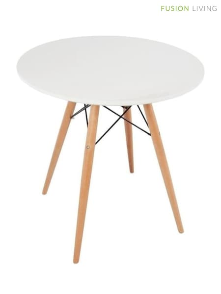 Fusion Living White Soho Dining Table Small with Natural Legs (W57460) | £239