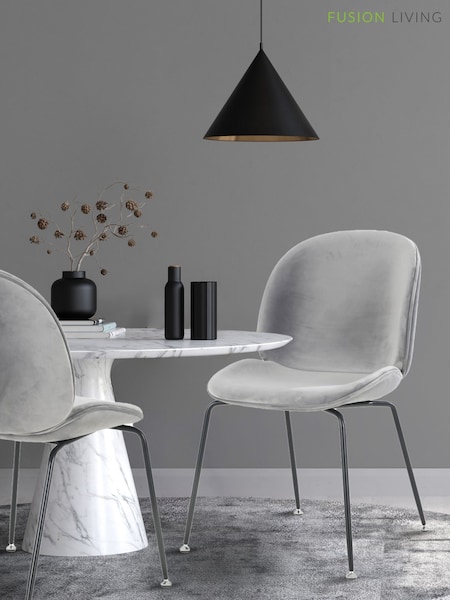 Fusion Living Light Grey Luxurious Velvet Dining Chair (W57477) | £230
