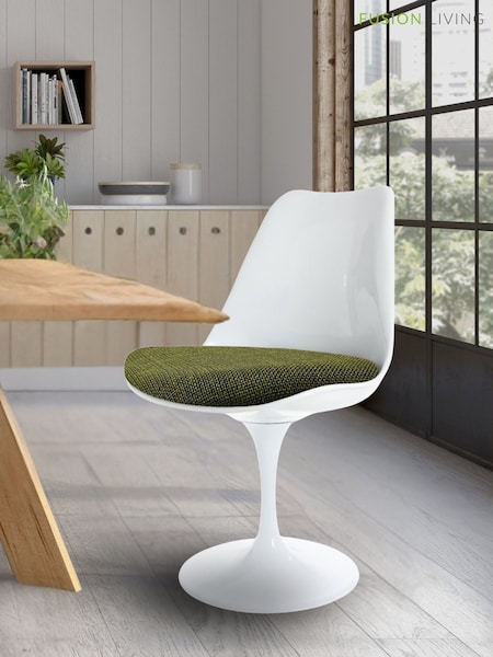 Fusion Living Olive Weave Tulip Single Dining Chair with PU Cushion (W57478) | £125
