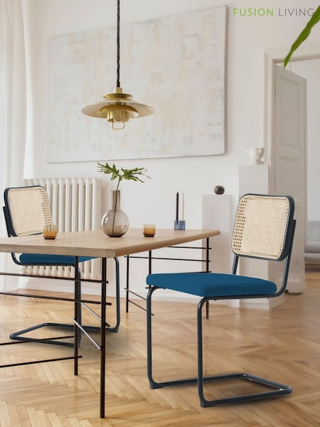 Fusion Living Navy Camden Cantilever Dining Chair (W57484) | £298