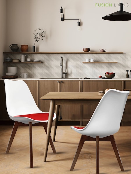 Fusion Living Red Soho Plastic Dining Chair with Squared Dark Wood Legs (W57491) | £138