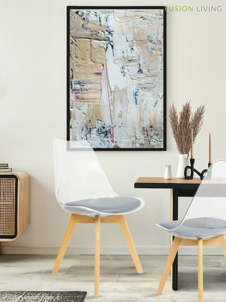 Fusion Living Dark Grey Soho Clear Plastic Dining Chair with Squared Light Light Wood Leg Wood Legs (W57494) | £138
