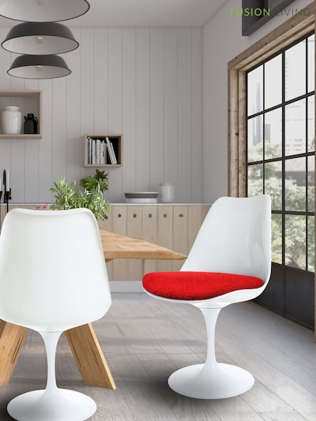 Fusion Living Red Weave Tulip Set of 2 Dining Chair with PU Cushion (W57499) | £250