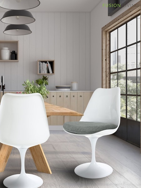 Fusion Living Grey Tulip Set of 2 Dining Chair with PU Cushion (W57511) | £250
