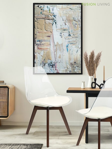 Fusion Living Vanilla Soho Clear Plastic Dining Chair with Squared Light Dark Wood Leg Wood Legs (W57516) | £138