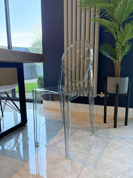 Fusion Living Grey Ghost Style Plastic Victoria Dining Chair (W57533) | £168