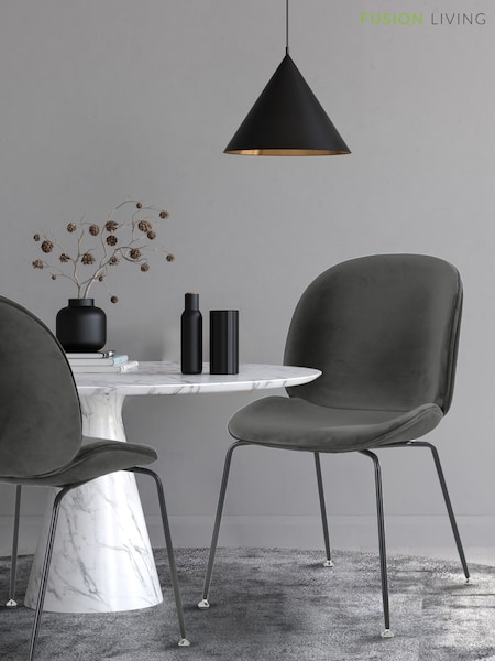 Fusion Living Dark Grey Luxurious Velvet Dining Chair (W57538) | £230