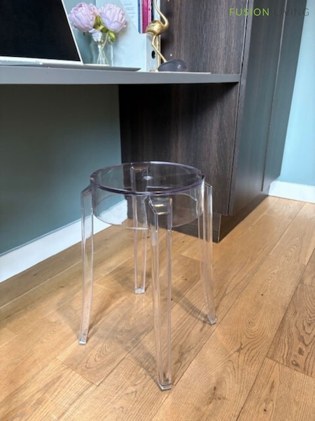 Fusion Living Clear Ghost Style Low Stool - 46.5 cm (W57546) | £128