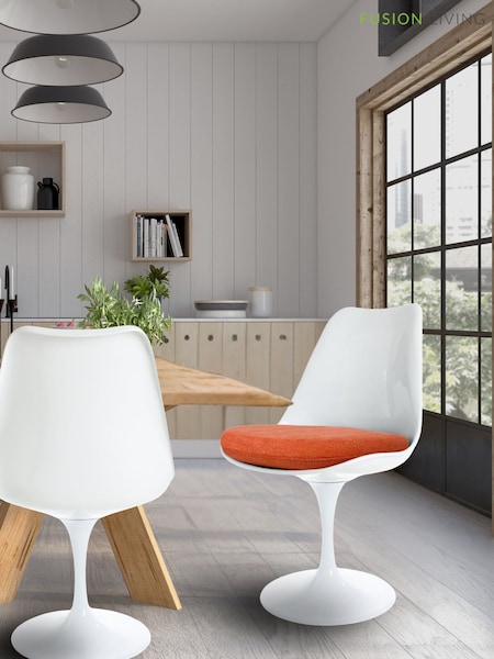 Fusion Living Orange Tulip Set of 2 Dining Chair with PU Cushion (W57547) | £250