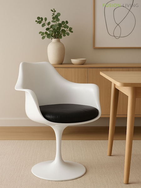 Fusion Living Black Faux Tulip Single Chair with Cushion (W57557) | £135