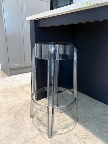 Fusion Living Grey Ghost Style Bar Stool 66cm (W57570) | £168