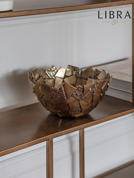 Libra Interiors Gold Montrose Cast Aluminium Bowl (W57607) | £100