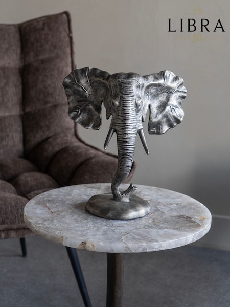 Libra Interiors Grey Kariba Cast Aluminium Elephant Sculpture (W57616) | £130