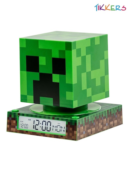 Tikkers Green Minecraft 3D Creeper Night Light Alarm Clock (W57632) | £35