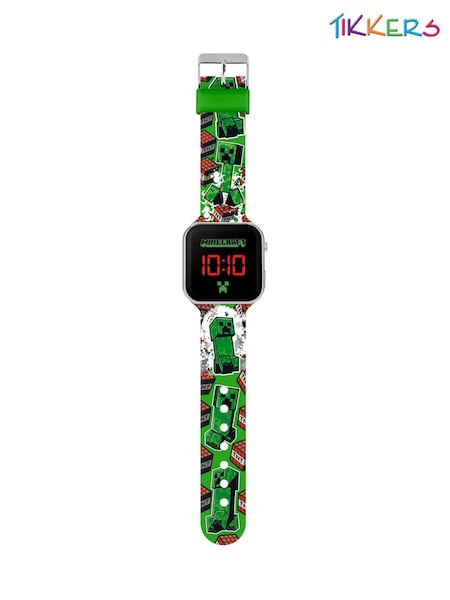 Tikkers Green Minecraft Creeper LED Watch (W57634) | £13