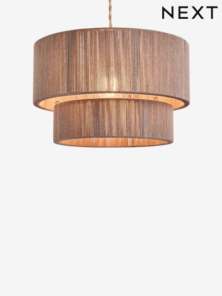 Mid Natural 2 Tier Easy Fit Woven Light Shade (W57690) | £50