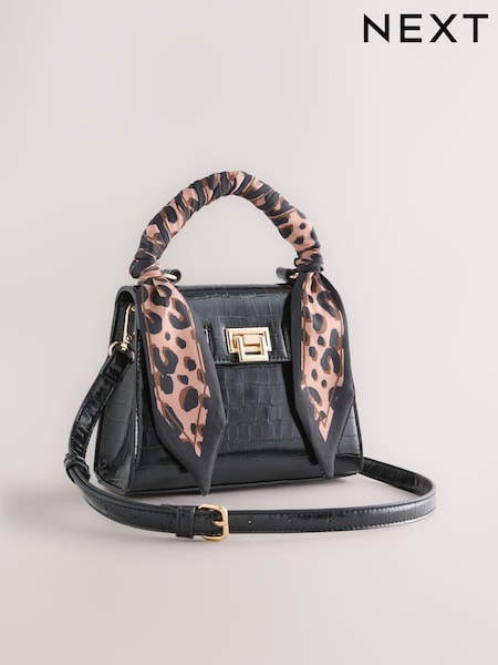 Black Scarf Top Handle Bag (W57797) | £36