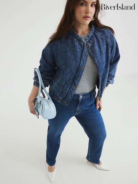 River Island Blue High Rise Ankle Grazer Slim Jeans (W57798) | £51