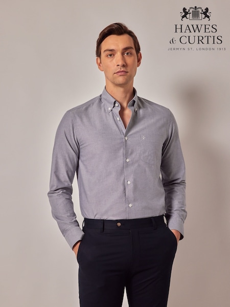 Hawes & Curtis Grey Oxford 100% Cotton Shirt (W57807) | £65