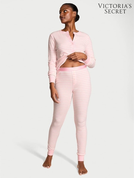 Victoria's Secret Pretty Blossom Pink Stripe Thermal Long Pyjamas Set (W57878) | £56