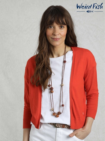Weird Fish Red 100% Cotton Limon Outfitter Cardigan (W58007) | £40