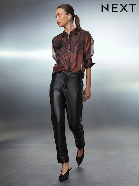 Black Faux Leather Skinny Fit Trousers (W58059) | £26