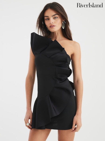 River Island Black 3D Scuba Foam Mini Dress (W58126) | £51
