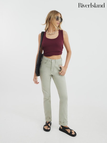 River Island Grey Mom Ecru Sculpted Jeans (W58142) | £51