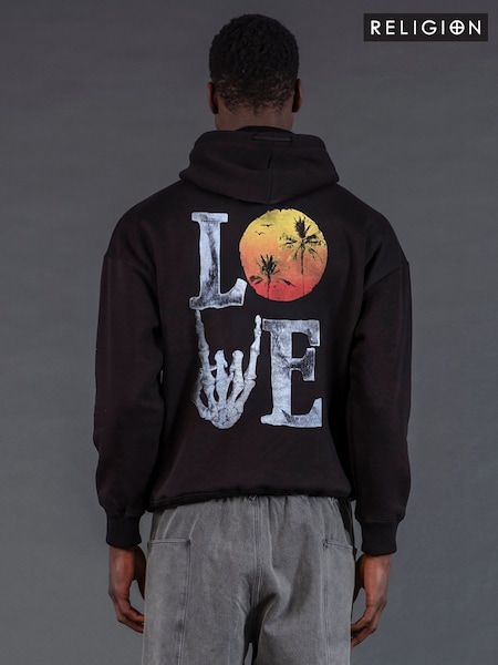 Religion Black Love 100% Cotton Hoodie (W58185) | £65