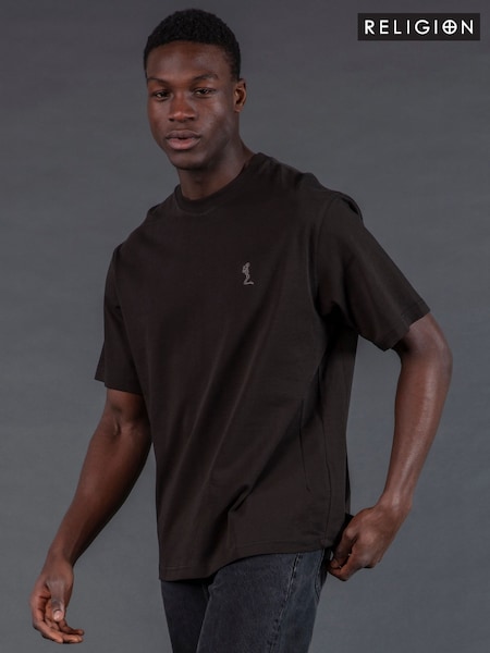 Religion Black Oversized Heavy Block 100% Cotton T-Shirt (W58188) | £32.50