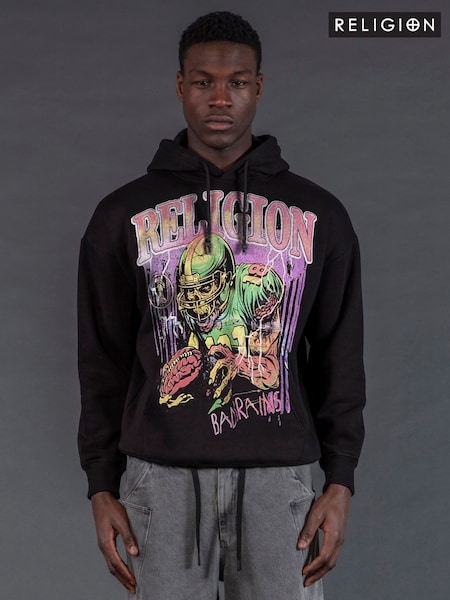 Religion Black Football 100% Cotton Hoodie (W58197) | £65