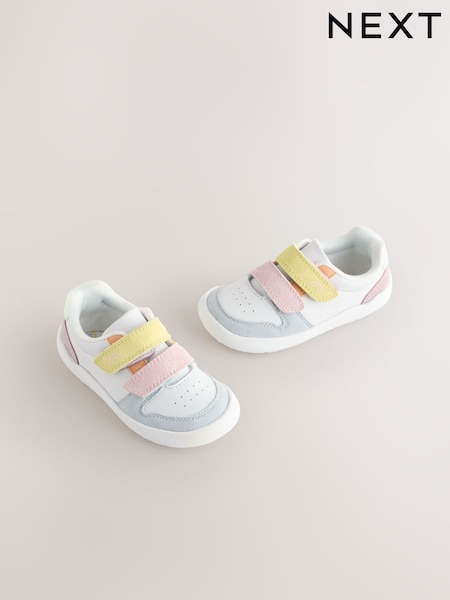 Multi Pastel Barefoot Leather Touch Fastening Trainers (W58240) | £28 - £32