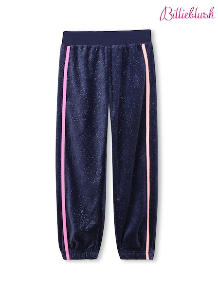 Billieblush Blue Velour Glitter Joggers With Contrast Stripe (W58259) | £49 - £55