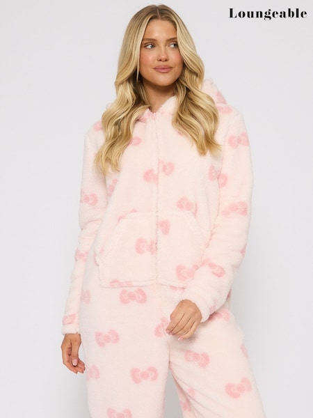 Loungeable Pink Bow Sherpa All-In-One (W58306) | £34