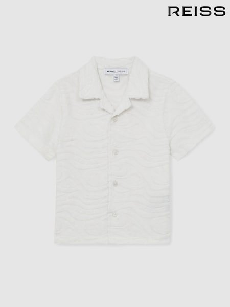 Reiss White Emil 13-14 yrs Smiley World Wave Texture Shirt (W58373) | £48