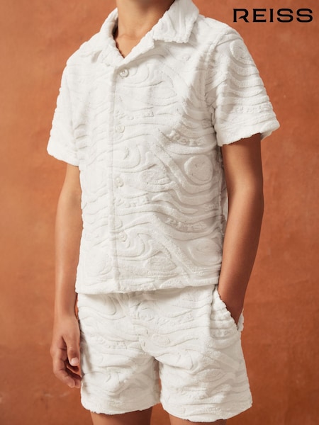Reiss White Emil 9-13 yrs Smiley World Wave Texture Shirt (W58376) | £46