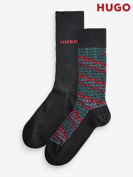 HUGO Black 2 Pack Printed Socks (W58379) | £16
