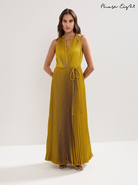 Phase Eight Yellow Dionne Pleated Dress (W58458) | £189