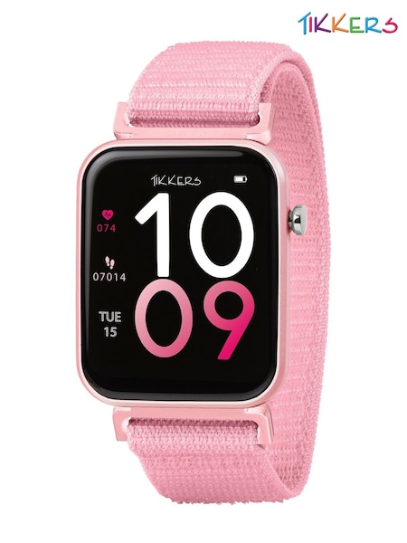 Tikkers Pink  Smart Series 13 Riptape Strap Smart Watch (W58479) | £30